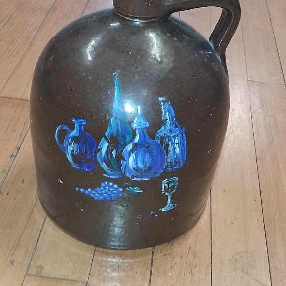 Handcrafted Ceramic Jug with Blue Artwork - Picture 1 of 2